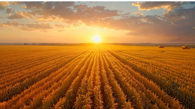 小麦麦田丰收农业粮食麦子麦粒收获乡村振兴