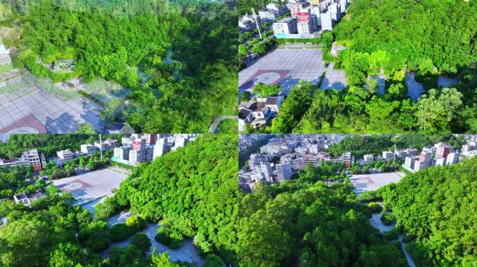 航拍广西陆川县松鹤公园