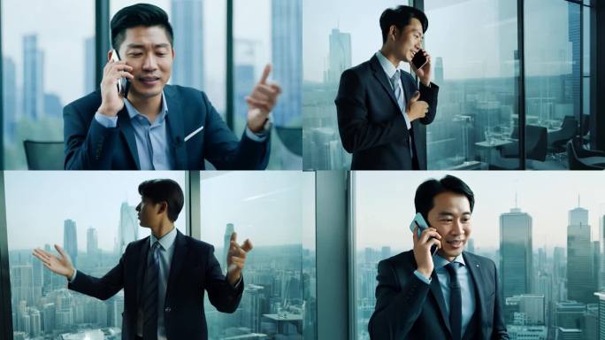一个正在打电话的职场男性 亚洲面孔