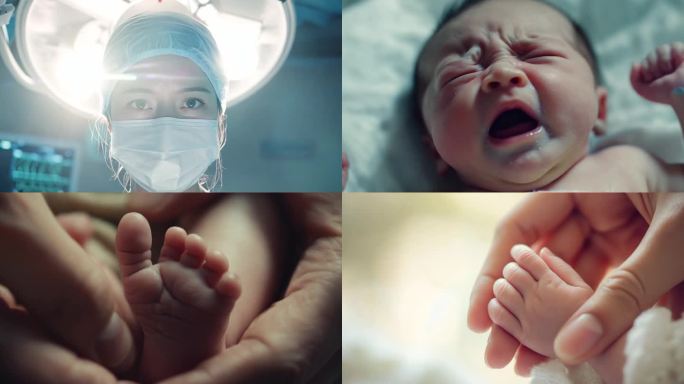 孕妇生产新生婴儿产科医院视频画面