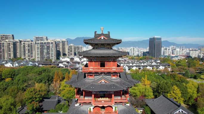 【丽水】航拍南明湖应星楼素材