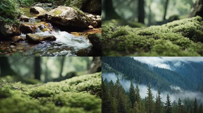 大自然空镜头山谷溪流山林草地植被山林云海