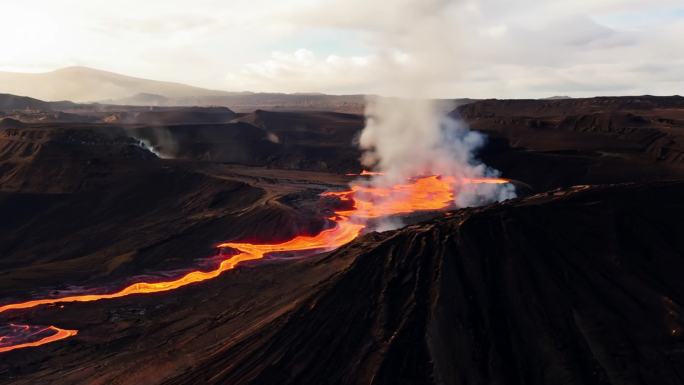 火山喷发 岩浆涌动 火山爆发 航拍火山