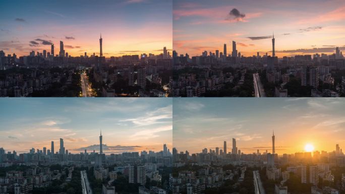 广州塔珠江新城地标建筑日出