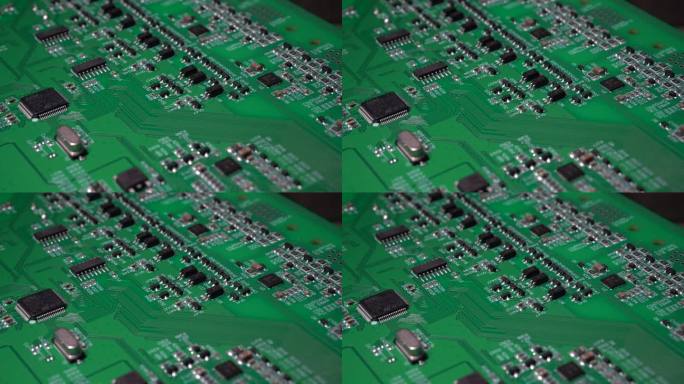 【4K正版素材】绿色PCB线路板微距视频