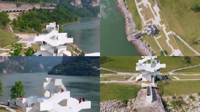 宜昌纪念碑谷莲沱大桥航拍G348国道