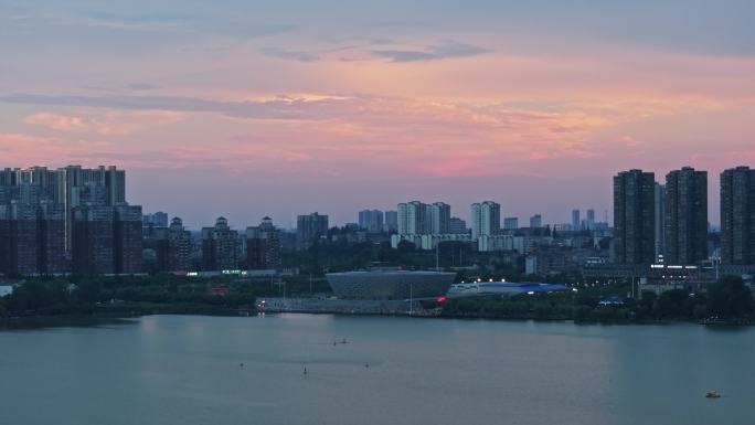 钟祥城市风光  体育馆 莫愁湖