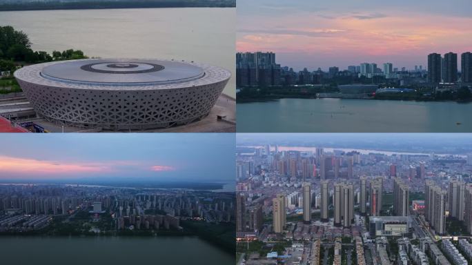 钟祥城市风光  体育馆 莫愁湖