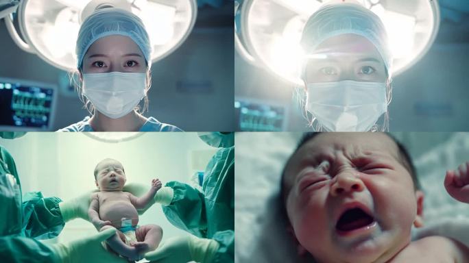 产科医院医院新生婴儿啼哭新生命视频画面