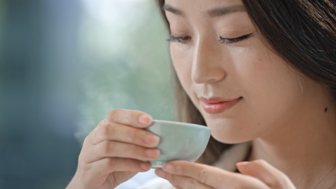 美女喝茶品茶泡茶倒茶沏茶