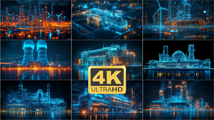 核电站发电设施全息展示背景