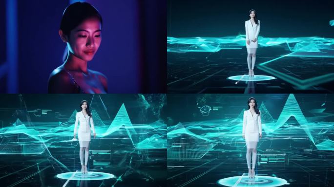 VR世界 元宇宙 数字人 科技线条