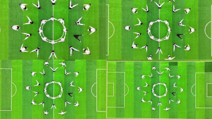 航拍俯拍操场绿茵场