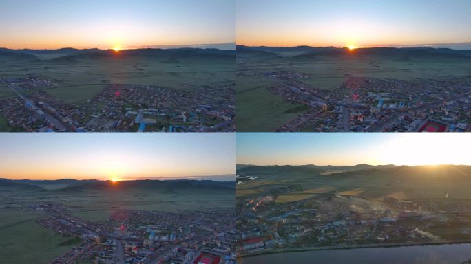 【19元】若尔盖唐克镇清晨日出航拍4K