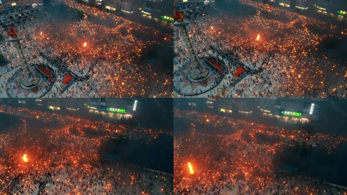 云南民族节日宁蒗彝族火把节万人狂欢火炬