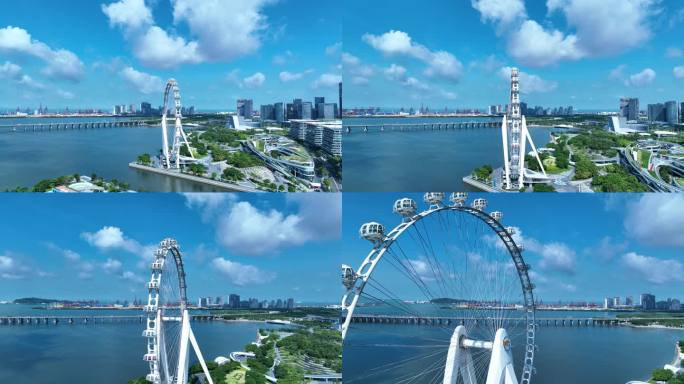 深圳宝安欢乐港湾湾区之光摩天轮航拍