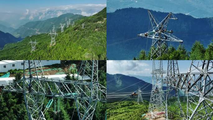 航拍电力施工4K