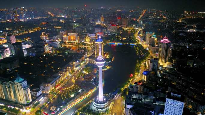 南通濠河城市夜景航拍4K
