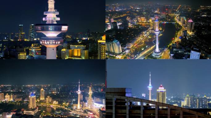 南通濠河城市夜景航拍4K