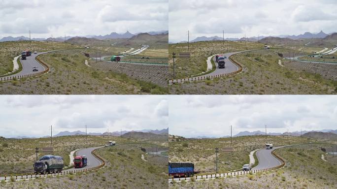 西北高原公路上行驶的车辆109国道