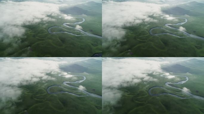 航拍呼伦贝尔草原莫尔格勒河