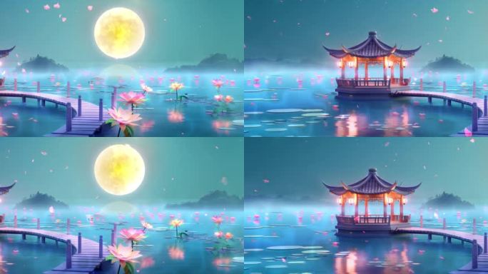 【7k】唯美梦幻中秋夜景循环