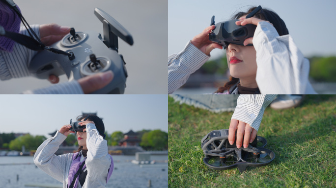 好看小姐姐飞穿越机拍泰州4K