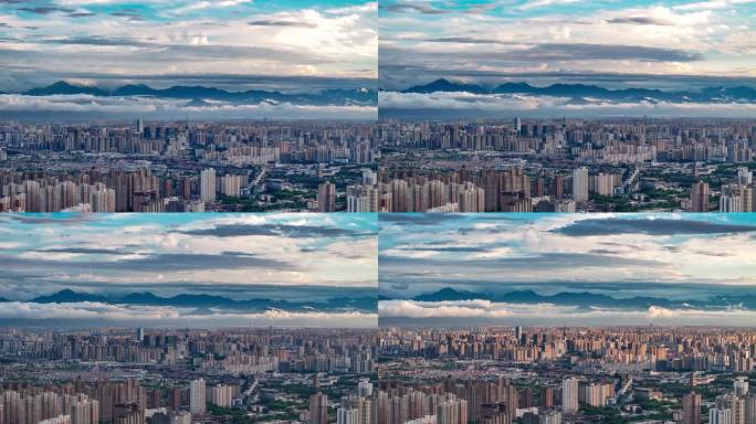 西安城市秦岭延时