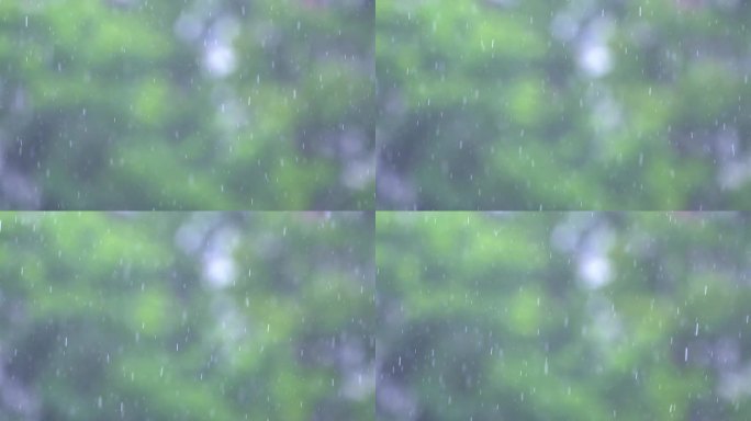 夏天倾盆大雨雨丝特写