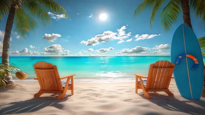 夏日海滩 阳光海滩 海滩动画