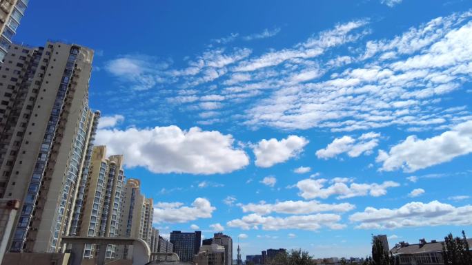 蓝天白云延时摄影 北京社区