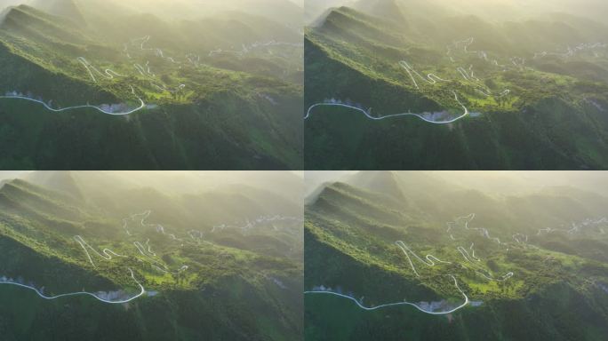 蜿蜒山路航拍盘山公路