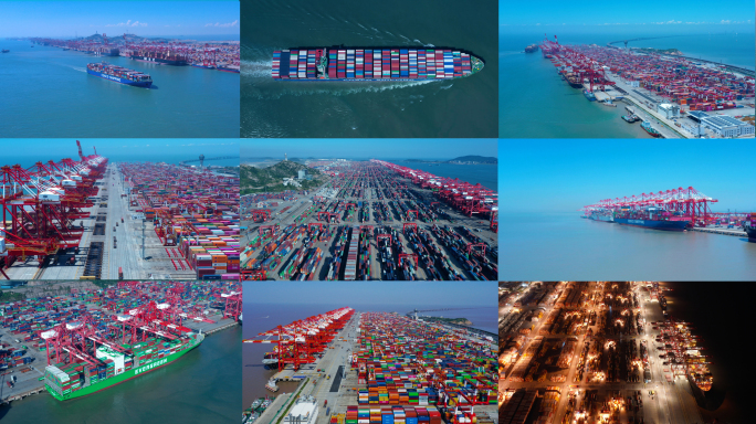 洋山港码头 上海港  蓝水期洋山港 延时