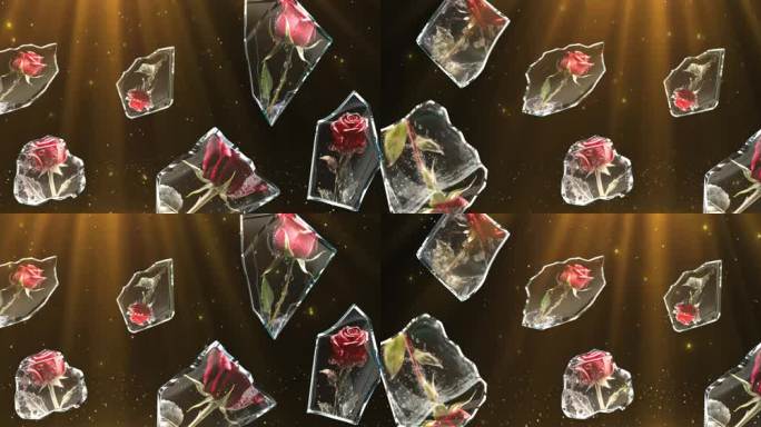 冰封玫瑰玻璃碎片金色光线2