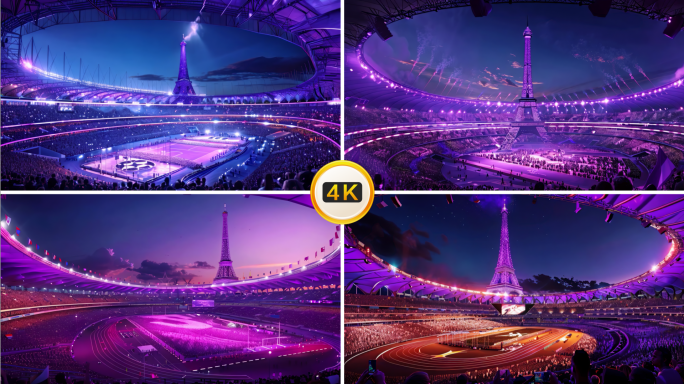 巴黎 奥运会 埃菲尔铁塔 紫色 巴黎奥运