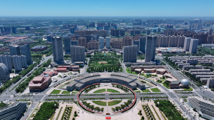 航拍新乡地标城市建筑