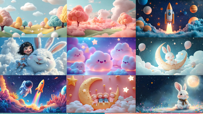 多组儿童卡通童真背景素材 可爱背景 六一