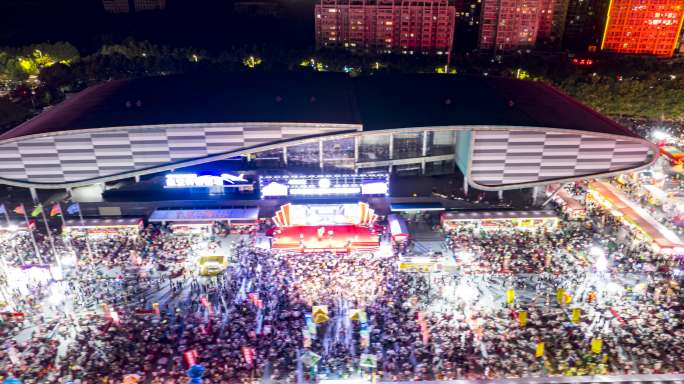 安徽蚌埠夏日旅游节热闹场景航拍延时4K