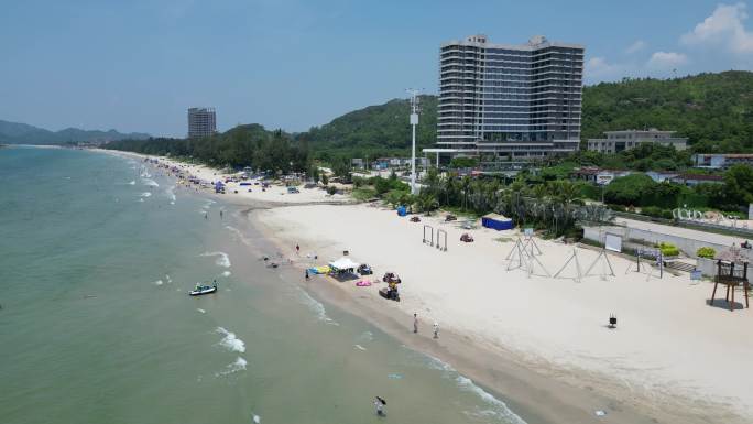 惠州 双月湾 海边沙滩风景 航拍中国海景