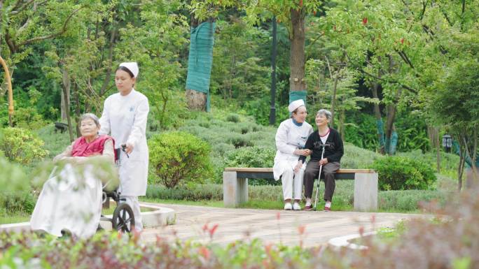 4K医务人员照护老人 养老院 护士