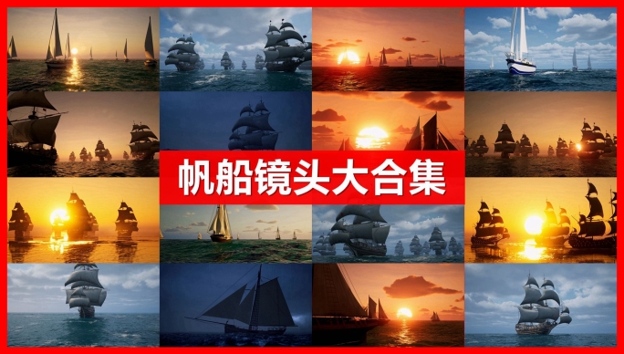 帆船合集乘风破浪帆船队大海帆船扬帆起航