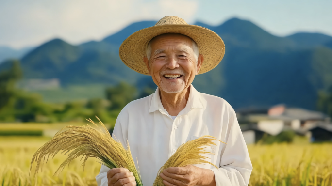 丰收 秋收 农民笑脸