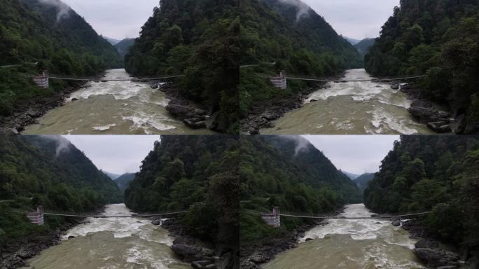 云南怒江州贡山县独龙江航拍河谷自然风光