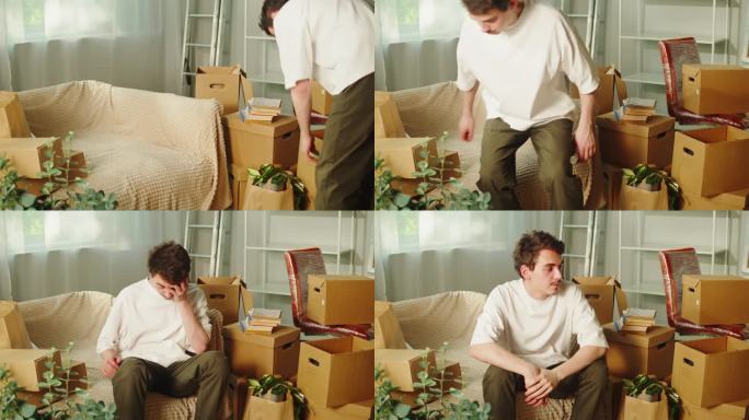 搬到新房子。房地产，买公寓。搬箱子的年轻人，搬家时的老板。房地产采购。住房服务理念。