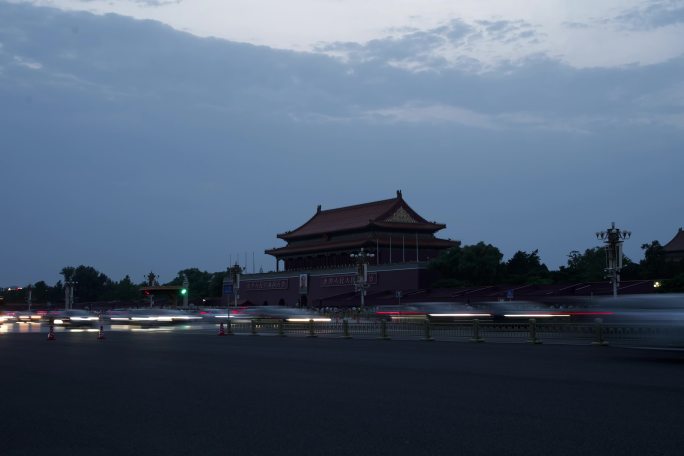 北京天安门日转夜