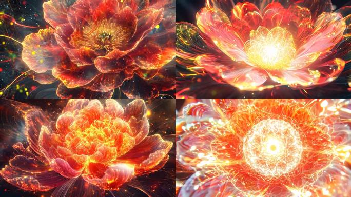 4K牡丹花开 唯美花开富贵大屏舞台背景