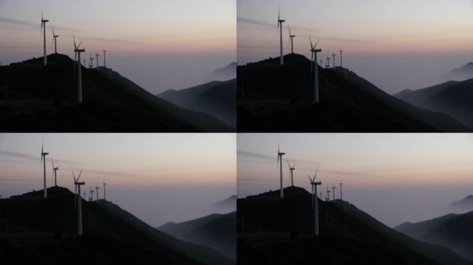 山顶的风力发电机