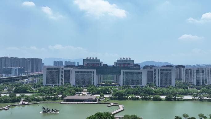福州市东部新城商务办公中心区航拍城市建筑
