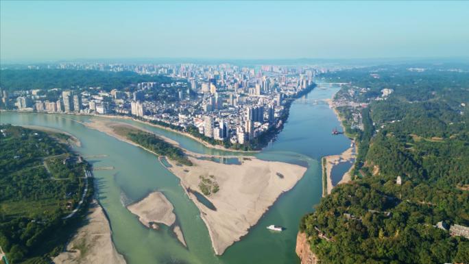 四川乐山市中区地标景点航拍旅游风光宣传片