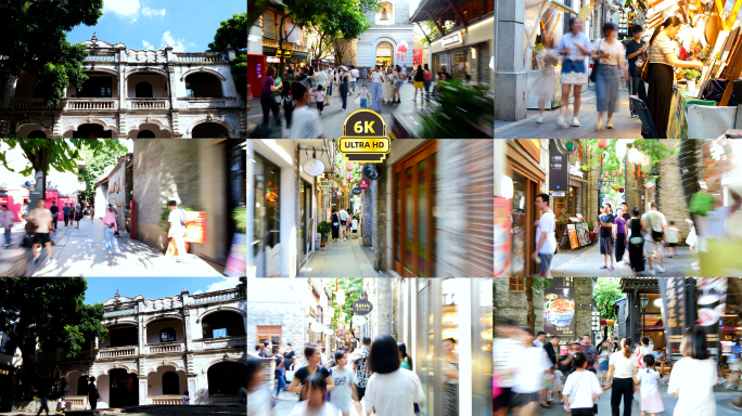 佛山岭南新天地第一视角穿梭延时步行街